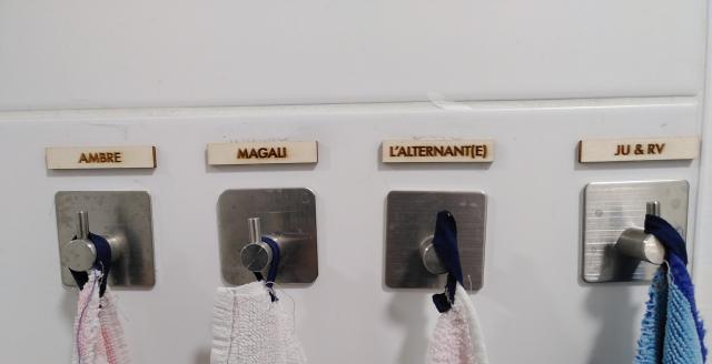 photo d'une série de crochets nominatifs aux côté d'un crochet "alternant.e"