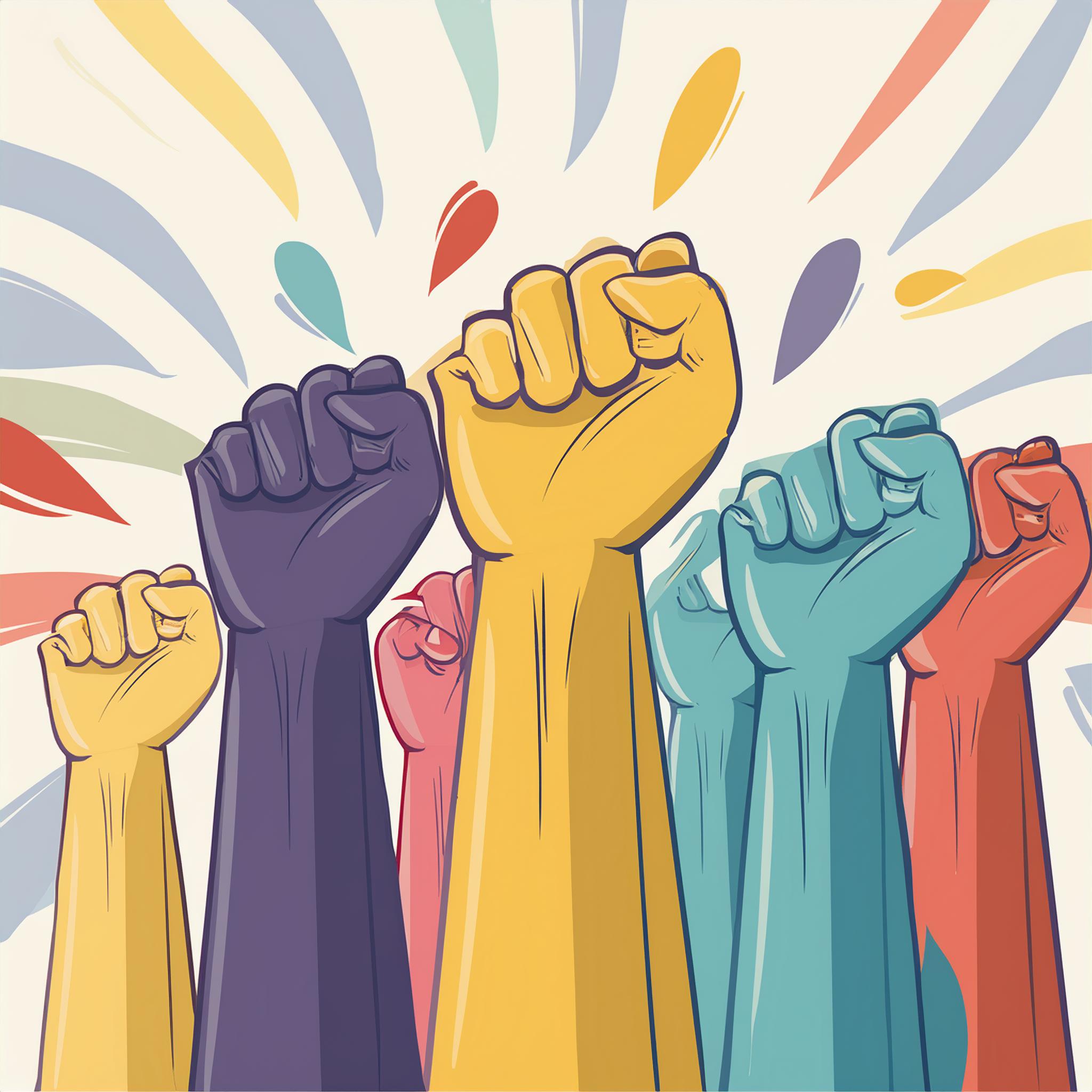 Symbole de resistance en forme de poings levés