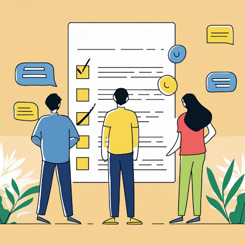 Personnes devant une panneau d'informations